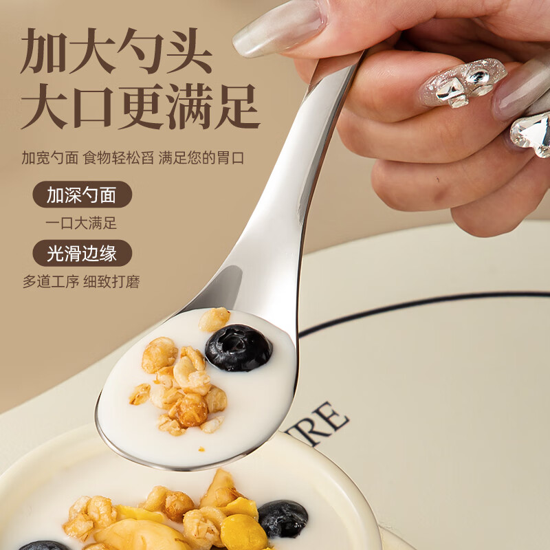 Guangyi Soup Rice Spoon 316L Stainless Steel Food Grade Tableware Palace Spoon Smooth and Will Not Hurt Your Mouth 316L Palace Spoon Pack of Two - No. 2 Spoon