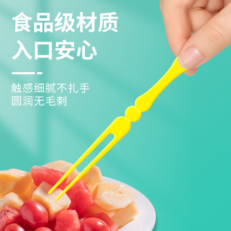 Teeth Point Disposable Fruit Fork Food Grade Plastic Fork Mall Tasting Pick Colorful Portable Pack Official Flagship Store 2 Bottles 100 Count Colorful