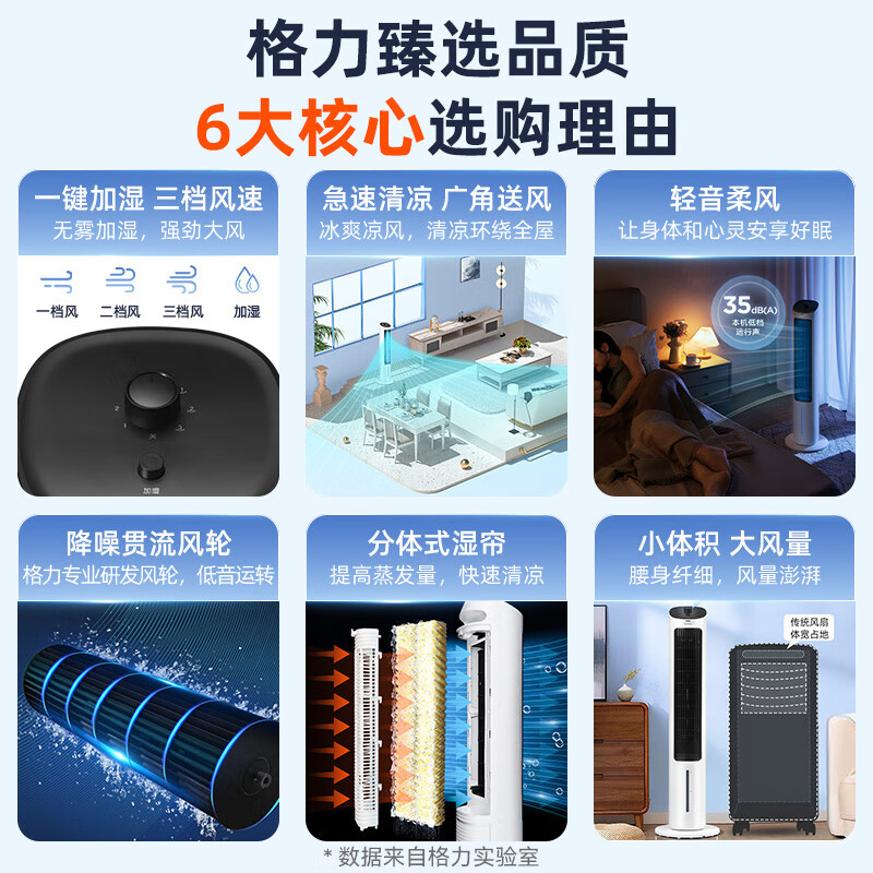 Gree air-conditioning fan refrigeration fan household water-cooled fan household bladeless tower fan small air-conditioning fan office power-saving hair dryer cooling and humidification KS-04X60g