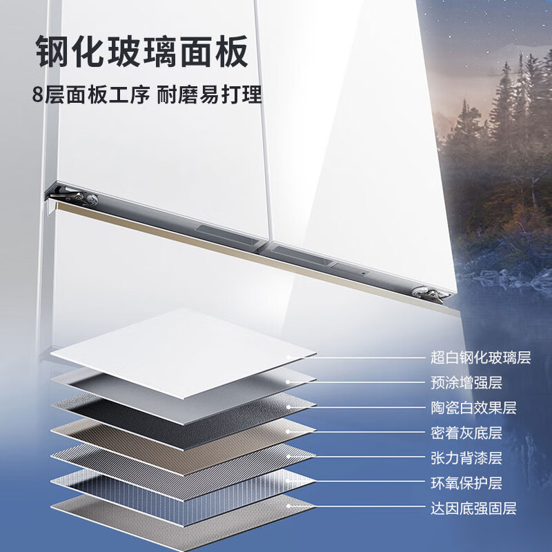 Panasonic white moonlight glass door 515L French multi-door refrigerator household large capacity automatic ice making ultra-thin zero-embedded -3 micro-frozen silver ion NR-G533GA3-W national subsidy