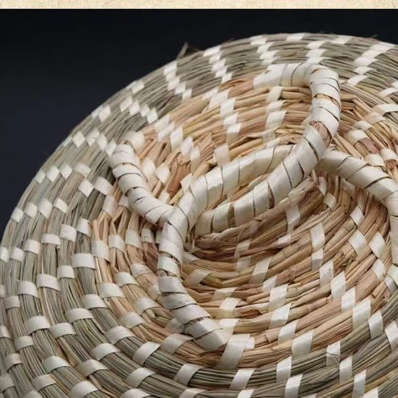 CLCEY pure handmade reed and wheat straw straw hat rural large iron pot aluminum pot rice cooker lid for steaming steamed buns without dripping reed pot lid purely handmade 58 cm