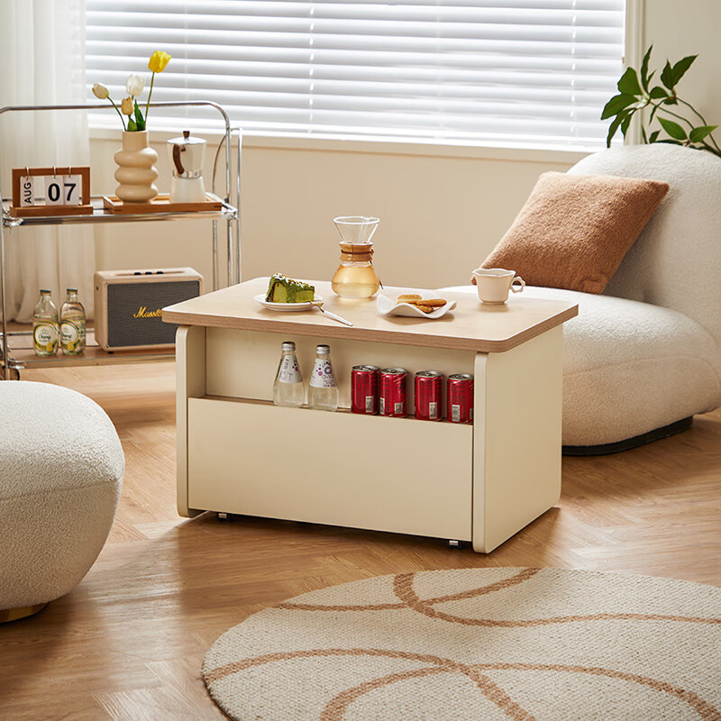 Lin's Home Liftable Mobile Coffee Table Living Room Home Small Apartment Cream Style Sofa Side Table UT3L-48 hours delivery
