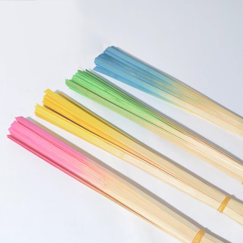 Kunsui soft bamboo strips woven bamboo decoration festival bamboo woven intangible cultural heritage bamboo basket student handmade diy material colorful bamboo strips pink gradient 30cm*0.85cm about 50 pieces