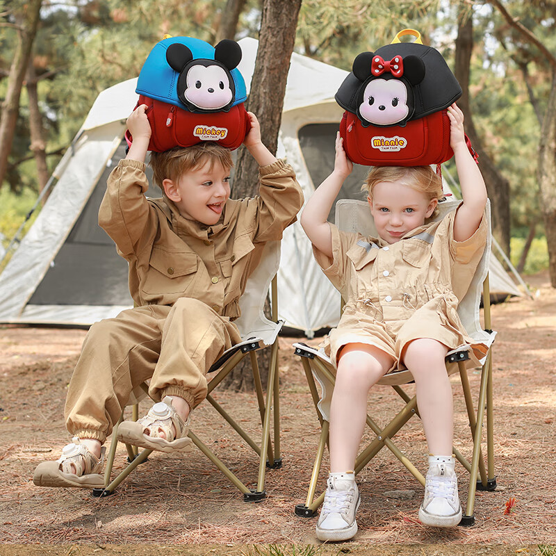 Disney (Disney) Kindergarten Children's School Bags, Boys and Girls, Lightweight Boys and Girls Cute Cartoon Backpacks for Travel, Black and Red