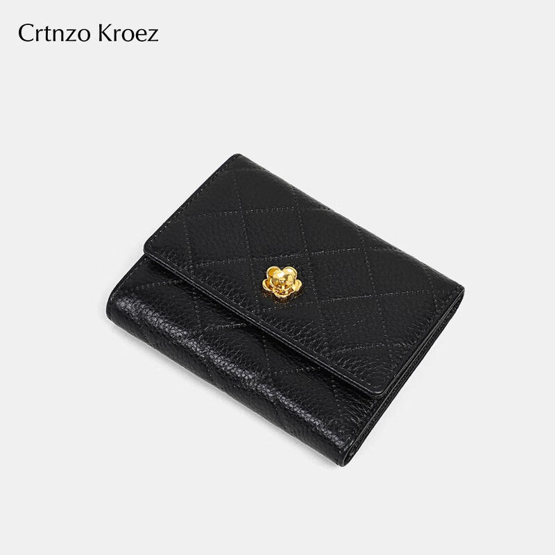 CRTNZO KROEZ Light Luxury Wallet Women's Short 2026 New Coin Purse Women's Card Holder New Year's Valentine's Day Birthday Gift Practical Black - Light Luxury Gift Practical for Girlfriend Wife Girlfriend's Birthday Gift
