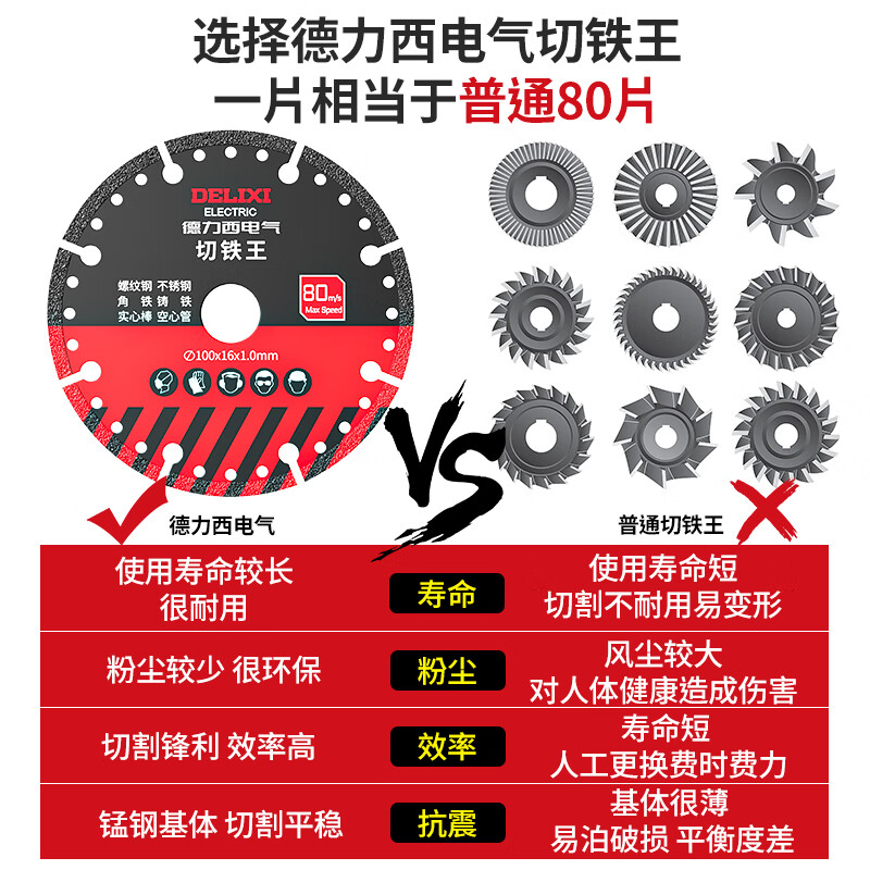 Delixi Electric Metal Cutting King Brazing Cutting Blade Cutting Iron Sheet Stainless Steel Triangular Iron Multifunctional Diamond Saw Blade Cutting Iron King 100mmx16mm Hole 3 Pieces