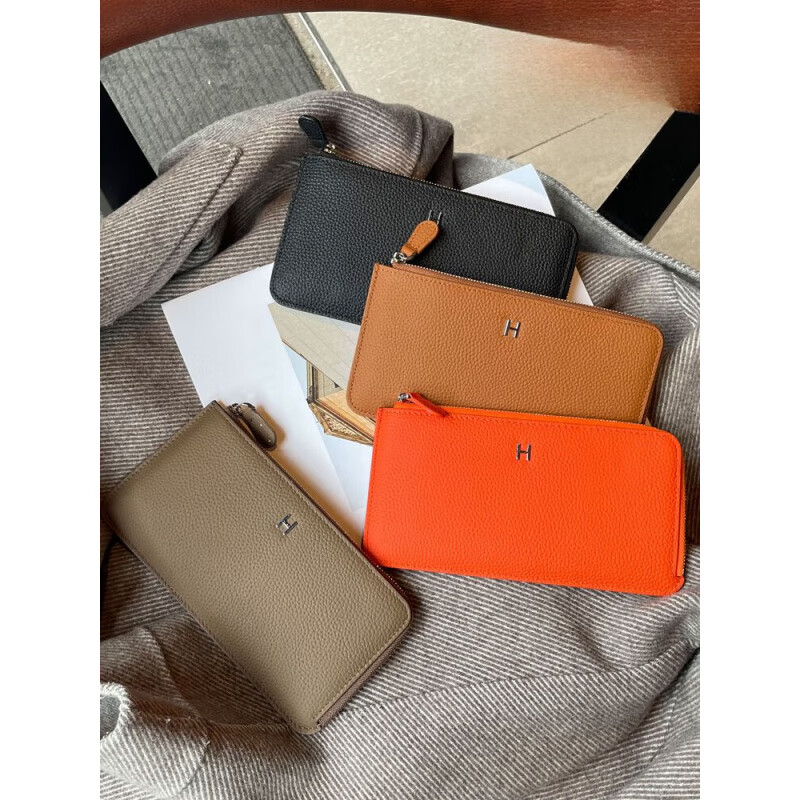 Kangaroo Leather Wallet Women's 2025 New Card Holder Two-in-One Long Niche Design Long Clip Internet Celebrity Anti-Degaussing Black