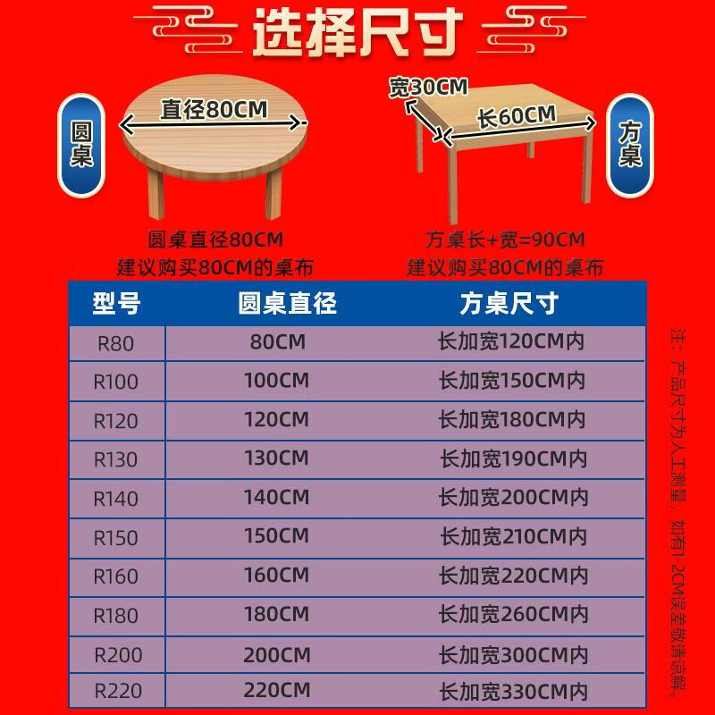 JCZS Japanese dining table disposable tablecloth elastic band round table rectangular table plastic cloth film tablecloth cover red thickened 20 pieces transparent white extra large size R220 suitable for large round table diameter 220cm