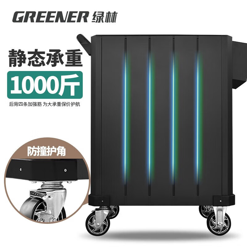 GREENER (GREENER) Auto Repair Tool Cart Mobile Toolbox Multifunctional Push Drawer Workshop Tool Cabinet Maintenance Flagship Seven Drawers Single Door Gray + 217 Piece Set