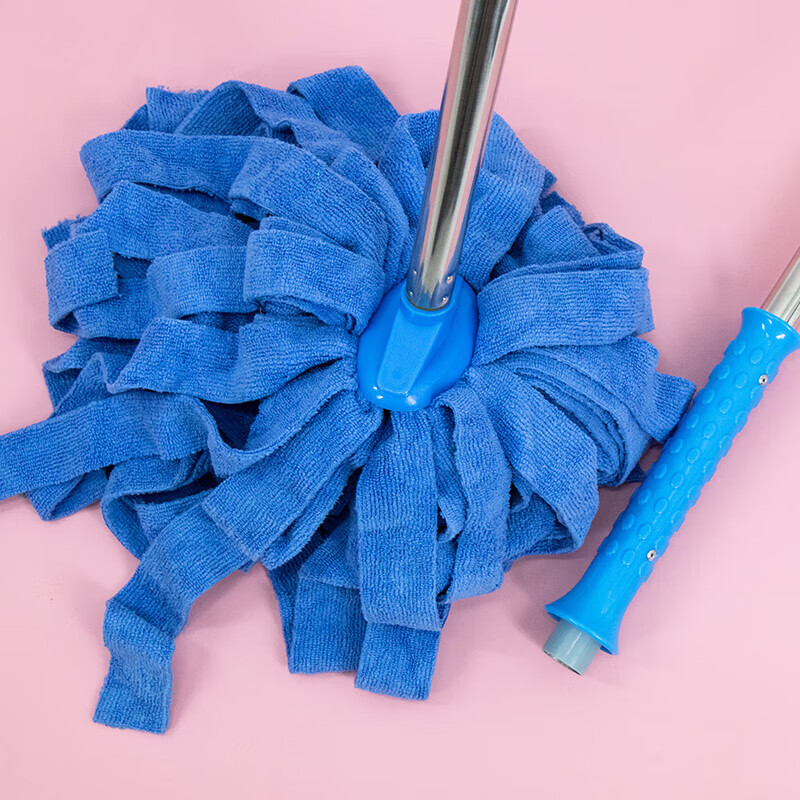 Hasdick blue terry cloth mop stainless steel long pole HKLY-24 factory absorbent mop cleaning tool mop