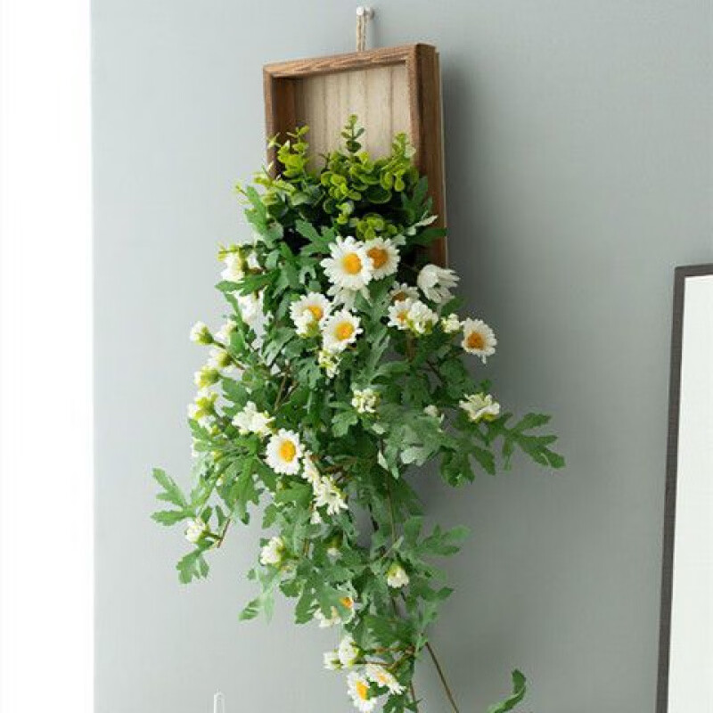 LZJVins style small daisy wall hanging artificial flower vines and vine strips wrapped around the wall to block the decoration of green plants and artificial flowers wall decorations. Daisy wall hanging comes with free traceless nails. A complete set