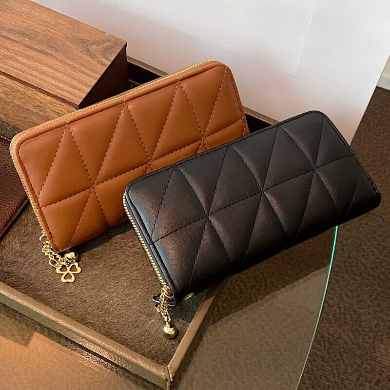 Sudou diamond pattern women's wallet women's long multi-function wallet 2025 new fashion card bag clutch bag wallet zipper