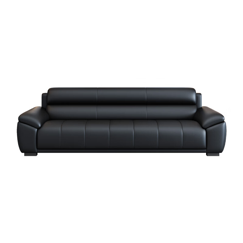Earl Cullen office sofa coffee table simple modern three-seat leather sofa business reception big black cow reception and negotiation three-seat cat scratch leather