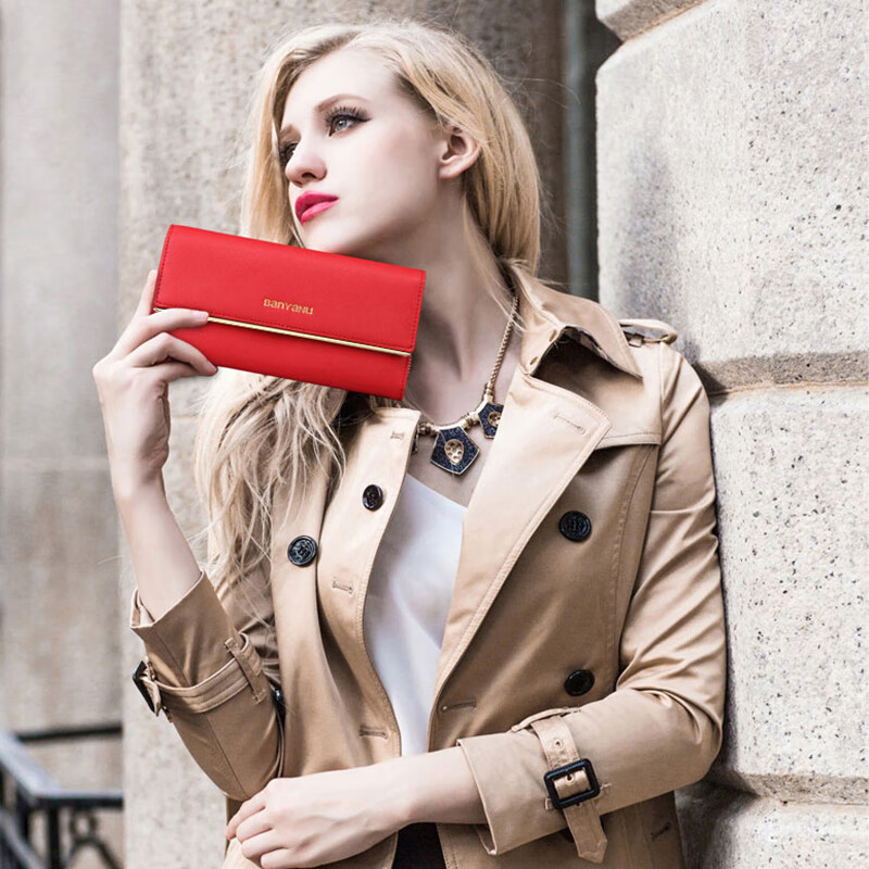 Banyanu 2025 new women's wallet long leather clutch fashion large capacity women's wallet wallet can hold mobile phone black