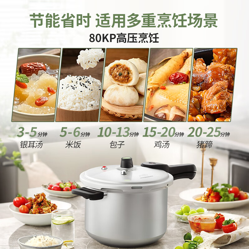 ASD pressure cooker gas open flame explosion-proof six insurance 5.3L aluminum alloy 22CM household pressure cooker YL22S2WG