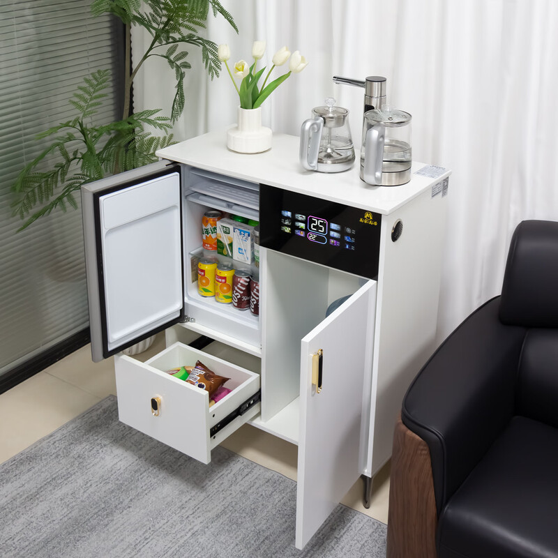 Meijia Meiju Tea Bar Machine 2025 Cream Style Fully Automatic Solid Wood Tea Bar Machine All-in-One Cabinet Water Dispenser Disinfection Home High-end Living Room 2025 New Sideboard Cooling and Hot Two Cabinet Milk White Refrigerator Model (Temperature as Low as Around 5) Cooling and Heating Type