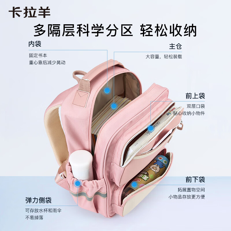 Kara Sheep Organ Schoolbag Primary School Students Grade 1-3-6 Children's Five-Dimensional Burden-Reducing Anti-Falling Backpack for Men and Women Decompression and Spine Protection Backpack