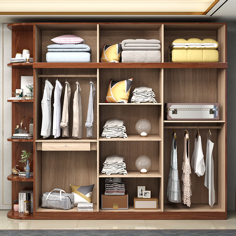 Nanyi Wardrobe Chinese Carved Wardrobe Golden Rosewood Antique Bedroom Storage Cabinet Side Cabinet Top Cabinet Home Wardrobe Z8625 Six-Door Wardrobe Golden Rosewood