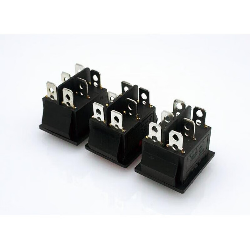 Boat type switch 6 feet 3 gears KCD4 double pole double throw stroller 3 gears 6 feet motor forward and reverse rocker power switch 6 feet 3 gears red with light 10 pieces