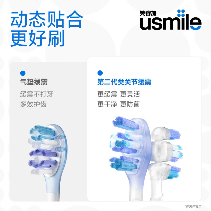 Usmile Smile Plus Electric Toothbrush Head Spokesperson Recommends Transparent Cushioning Whitening Brush 2 Pack Suitable for Y30PRO and other Adult Electric Brushes
