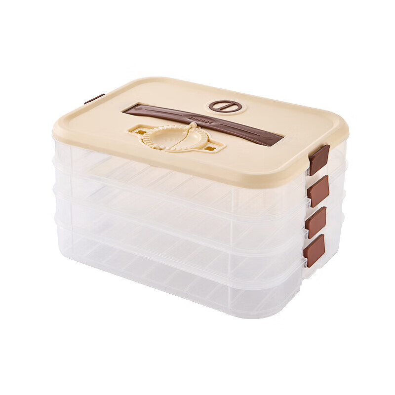 Lan Shengjia dumpling box food-grade stackable anti-stick bottom wonton sealed crisper multi-layer refrigerator dumpling storage box four layers and one cover can be portable