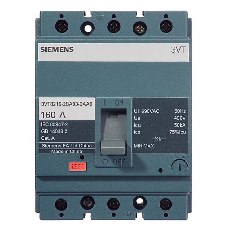 Siemens plastic case circuit breaker 3VT8216 8110 air switch 100A160A250A400A630A main switch 3VT8250N3P250A