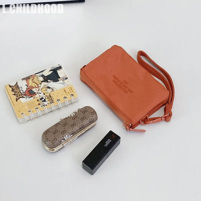 GOYN's new textured coin purse, portable mini clutch, card holder, practical hand storage key bag, headphone ID bag, black