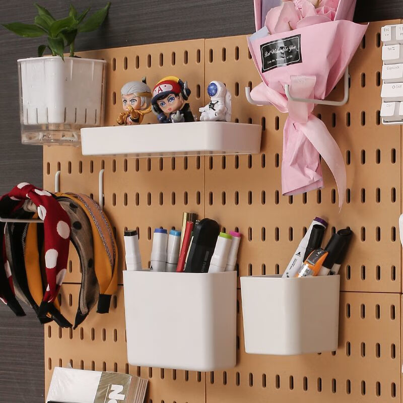 Vinoa universal color perforated board black accessories punch-free clip gaming room perforated board hook storage box basket black C hook if you want white please leave a message