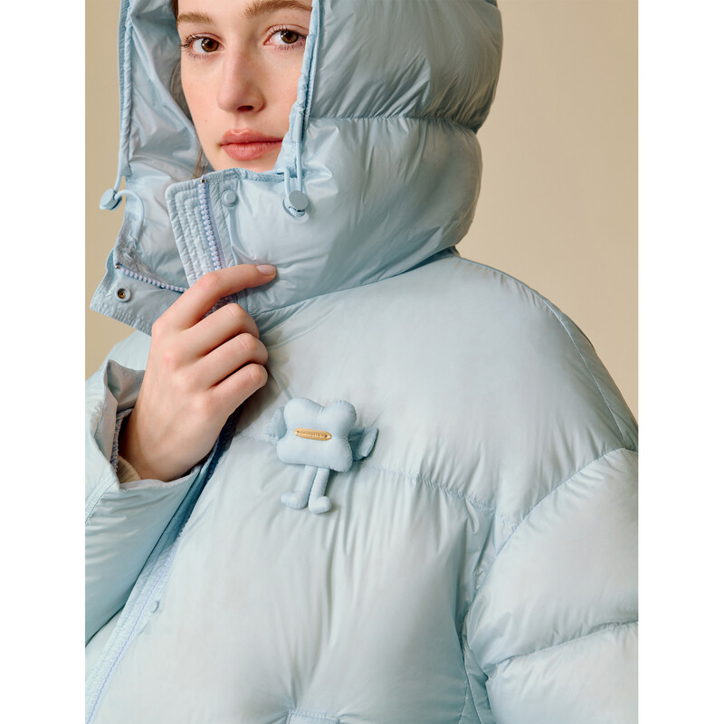 Yinman 2025 winter women's new style fast heating yarn puff gutless down jacket three-dimensional down jacket short warm jacket sea blue M 161-165cm /101-110 catties