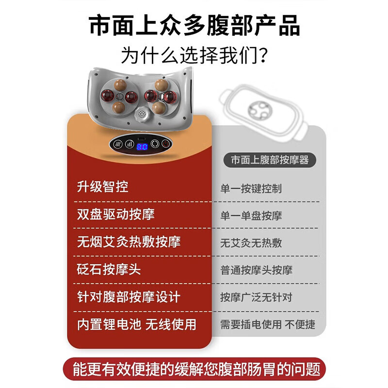 Royalstar Electric Meridian Brush Bianstone Abdominal Rubbing Instrument Massage Instrument Universal Intelligent Heating Vibrating Muscle Artifact for Chinese Valentine's Day Gift for Boyfriend, Girlfriend and Wife Single Tray Bianstone Model丨LCD Display + Smokeless Moxibustion + Long-lasting Battery Life