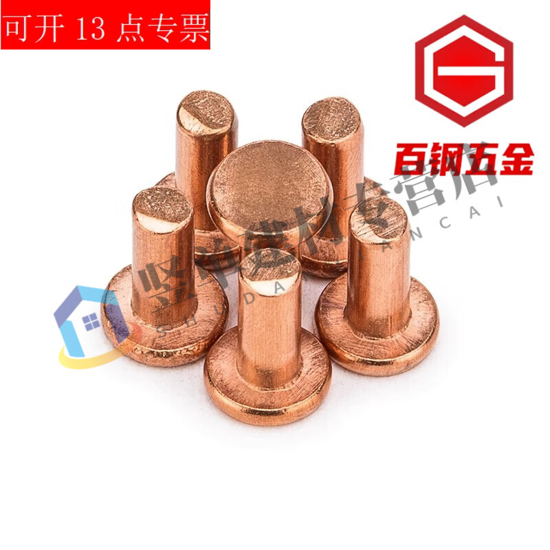 TNBROTHERSGB109 copper rivets, copper flat head rivets by kilogram, price per kilogram, M2M2.5-M8 percussion solid copper nails, 2*3 (1 kilogram), about 2700 pieces