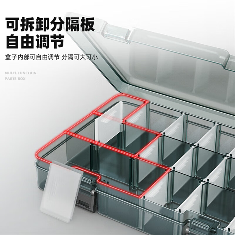 Parts box plastic multi-grid storage screw box tool classification electronic components drill bit accessories thickened grid box upgraded reinforcement ribs thickened 6 large grids removable