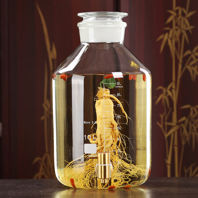 YITELAN (YITELAN) 10 catties high borosilicate bubble wine bottle with faucet, special can for wine making, special bottle for liquor, barrel wine storage tank