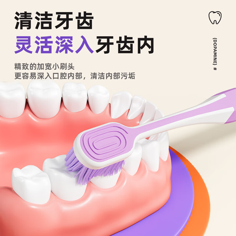 Dolby double-sided rainbow soft-bristled toothbrush for adults, family wear, male, female, couple, students, gum protection and tongue coating cleaning brush, white, double-sided soft-bristled toothbrush, 1 piece