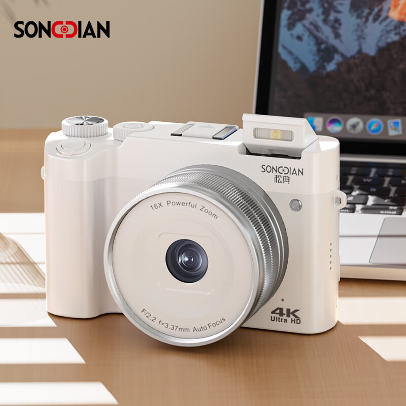 Songdian DC218 entry-level front and rear dual-camera high-definition digital camera for students to take selfies and vlog, which can be transferred to mobile phone CCD for high school students to travel with a dedicated micro-single 4K domestic camera, black, official standard configuration + 32G memory, about 3,000 photos can be stored