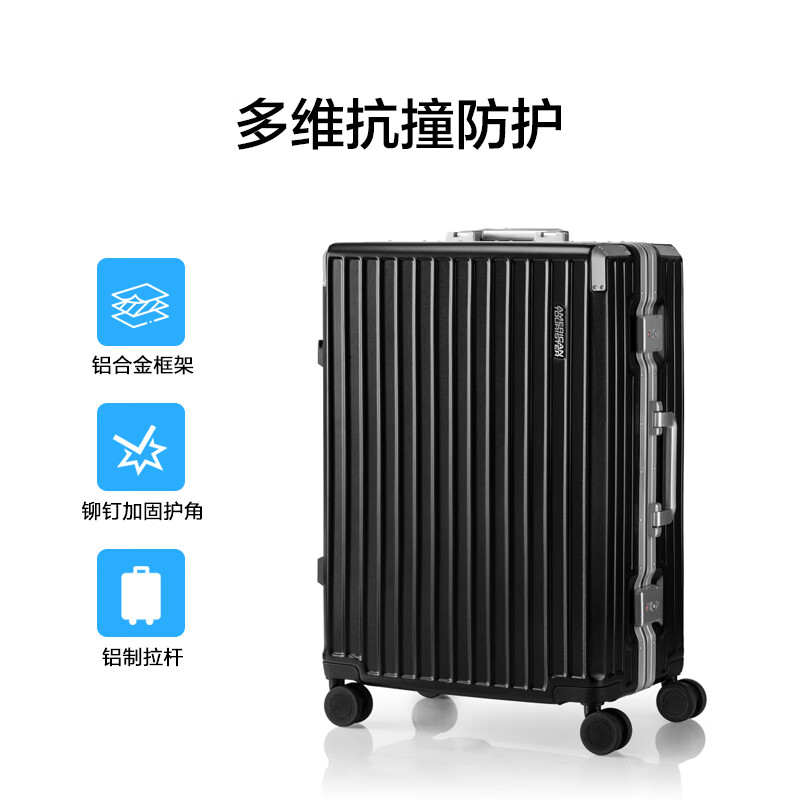 American travel suitcase 28-inch aluminum frame trolley case large capacity sturdy suitcase password box star same style NN9 black