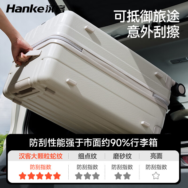 Han passenger suitcase large capacity storage trolley bag men and women small boarding code box difference travel suitcase student leather PC Rose White丨Platform Selection丨Most customers choose 24 inches regular version/check-in box/5-10 days travel