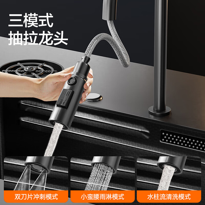 Vanward sink large single sink kitchen 304 stainless steel sink waterfall honeycomb embossed nano dishwashing sink W5 pro