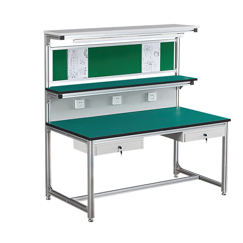 Kegan diy aluminum alloy anti-static workbench aluminum profile operating table computer desk workshop factory assembly line assembly table repair table can be customized including accessories 1400*600*1600 double drawer