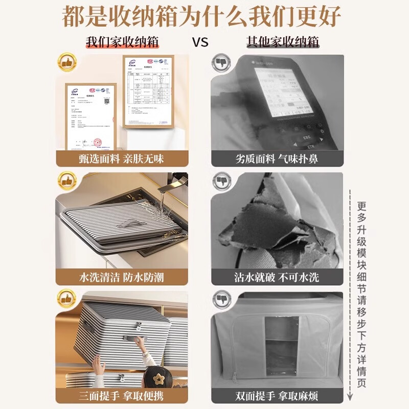 Youna Lockable Storage Box Home Wardrobe Clothes Quilt Toy Organizing Box Collapsible Password Storage Box Magic Striped Gray Lockable Model - Extra Large Can Store About 10-15 Jin of Cotton Quilts