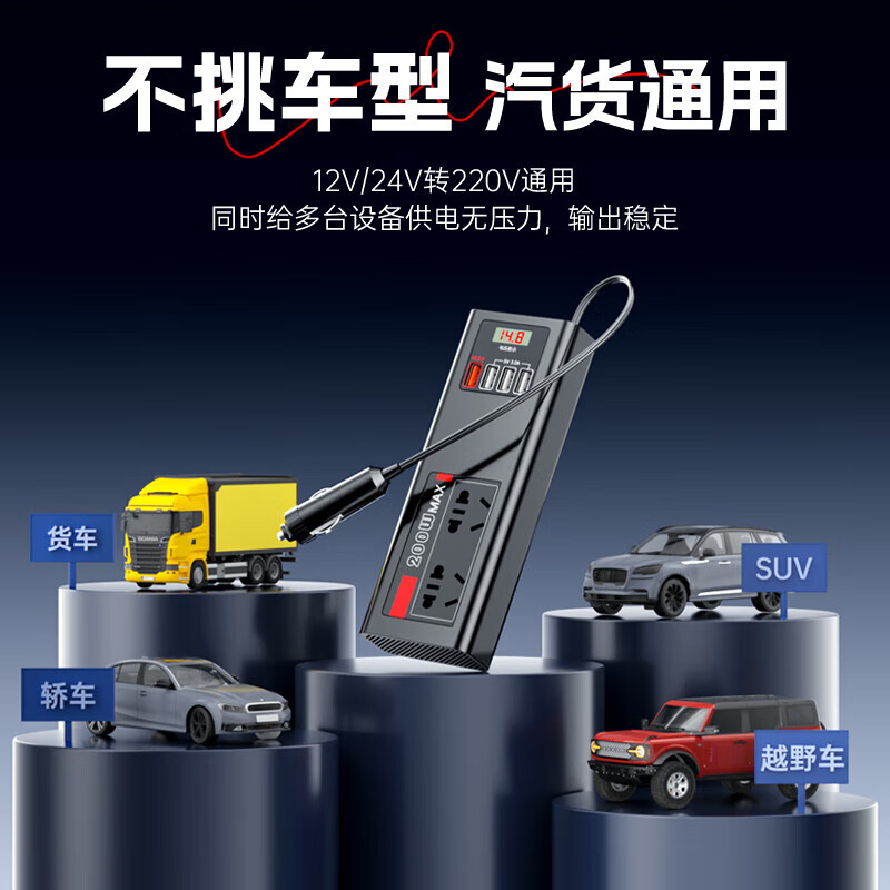 Wise Nation car inverter 12v24v to 220v high power multi-functional power supply cigarette lighter converter car truck plug