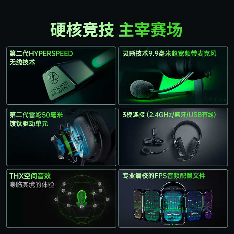 Razer Tornado Black Shark V3 wireless headset e-sports gaming headset three-mode THX sound effect detachable microphone Delta official designated EQ adjustment CSGO chicken black