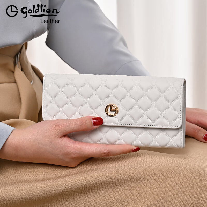 GOLDLION G+ Goldlion Women's Wallet Long 2025 Summer New Genuine Leather Multifunctional Wallet Fashion Popular Clutch Women Fashion Black 10 Card Slots