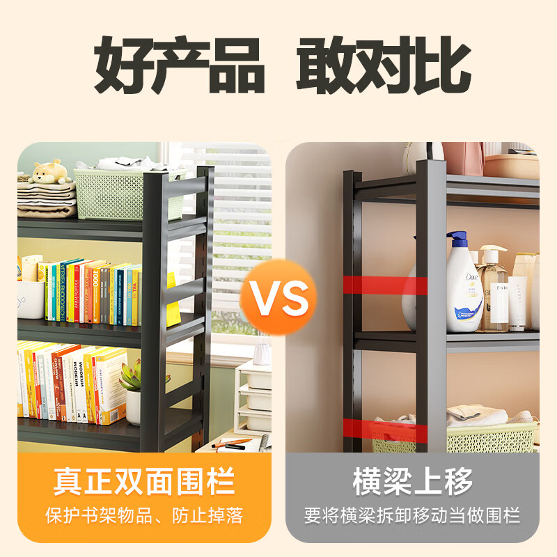 Jiahui's preferred steel bookshelf storage rack floor-standing multi-layer book storage rack living room study storage rack six layers 120cm long