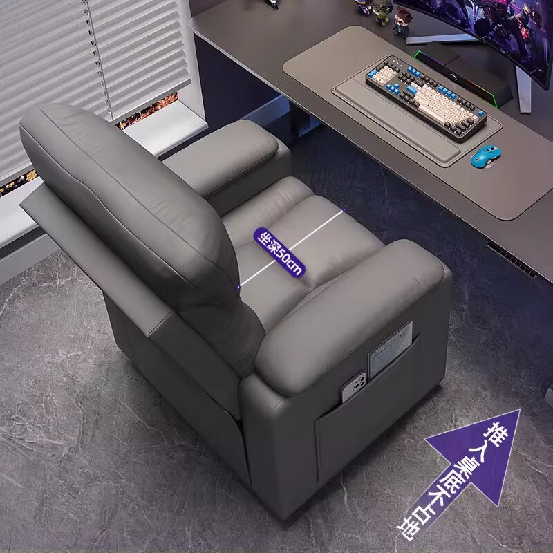 Natural Elements Computer Sofa Chair Home Gaming Chair Comfortable Sedentary Lazy Sofa Space Capsule Study Reclining Office Seat Pulley Model Gray + Footrest - Technology Fabric