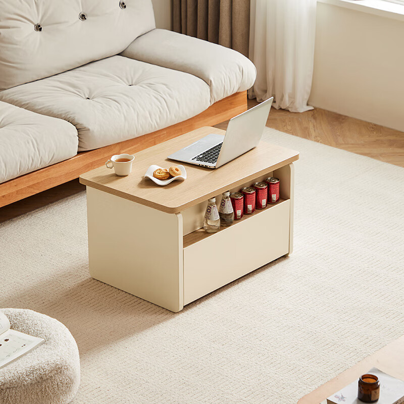 Lin's Home Liftable Mobile Coffee Table Living Room Home Small Apartment Cream Style Sofa Side Table UT3L-48 hours delivery
