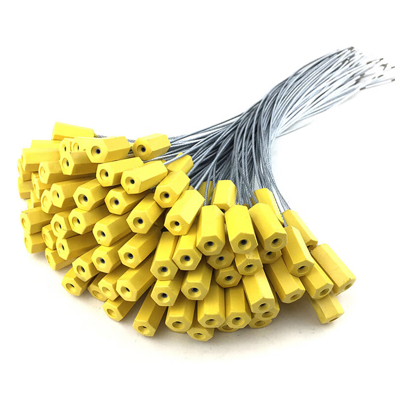 Jiuqiangu steel wire seal, disposable tightening metal tie seal, logistics container anti-theft lead seal, water and electricity instrument anti-disassembly and anti-adjustment package yellow 100 strips 50CM