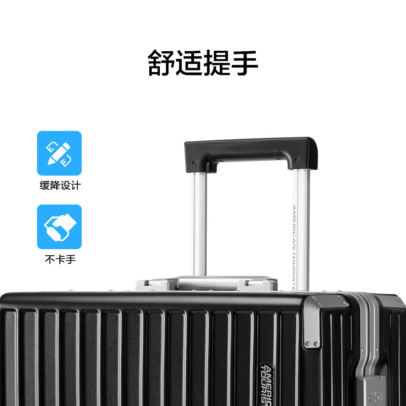 American travel suitcase 28-inch aluminum frame trolley case large capacity sturdy suitcase password box star same style NN9 black