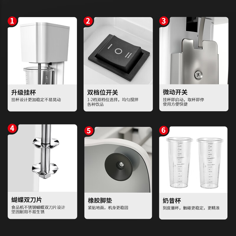 Fangchu milkshake machine, commercial milk tea shop special mixer, large capacity fully automatic electric milk capping machine, flagship model, gray, one head and two cups