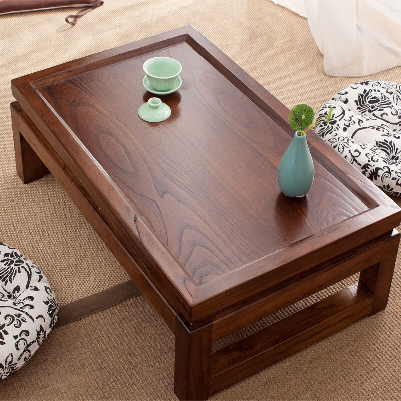 Shantou Lincun Japanese-style small tea table, Zen modern and simple solid wood kang table, bay window table, window sill low table, customized size, complete decoration